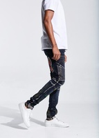 OEM Skinny Destroy Crazy Jeans pour Hommes Biker Jeans Motifs de Broderie Florale Brodés Hommes Jeans Styles 126