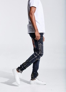 OEM Skinny destruido Crazy Jeans para hombres Biker Jeans Diseños de bordado floral Bordado para hombres Jeans estilos 126 - Product Image 5