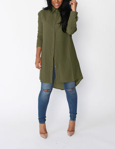 Camicetta in Chiffon da <span class=keywords><strong>donna</strong></span> <span class=keywords><strong>taglie</strong></span> <span class=keywords><strong>forti</strong></span> stile ciano verde kaki a maniche lunghe top Boyfriend Casual con bottoni Cardigan in Chiffon camicetta Pullover camicia - Product Image 6