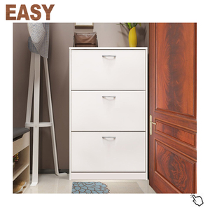 Take Easy — armoire de rangement en bois à 3 niveaux, unité de rangement pour chaussures blanc - Product Image 3