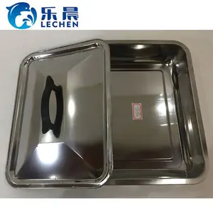 food tray stainless steel cold buffet tray display tray with Lid bake ware 36*27*7 cm