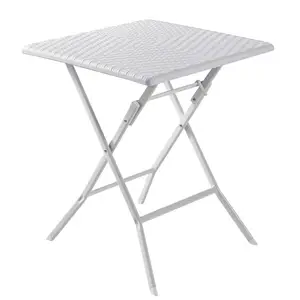 Hot Sale HDPE White Plastic Wicker Design Garden Balcony Lounge Patio Tables