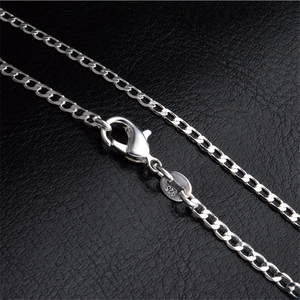 Collana pendente in argento placcato 2mm 18 pollici 24 pollici 30 pollici catene fai da te collana <span class=keywords><strong>accessori</strong></span> <span class=keywords><strong>uomo</strong></span> collana a catena piatta - Product Image 4