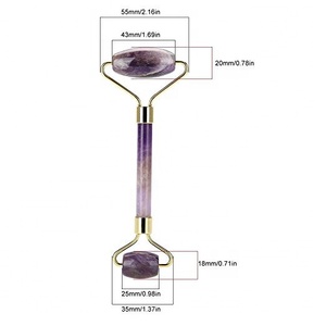 Rouleau de massage facial en pierre précieuse naturelle, améthyste, jade, quartz, violet, pour le visage, m - Product Image 5
