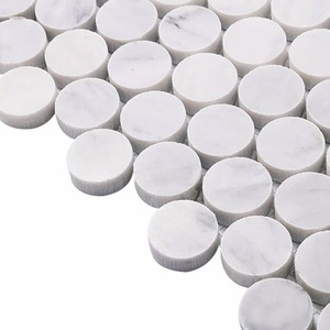 Gạch Khảm Hình Tròn Bianco Carrara, Đá Cẩm Thạch Trắng, Đánh Bóng 1'' - Product Image 3