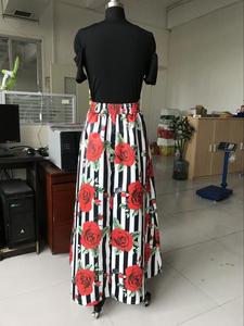 Due Pezzi Delle Donne Maxi Abiti Plus Size Bolla Abiti A Maniche Corte Top <span class=keywords><strong>Nero</strong></span> Lungo Abito Floreale Stampato - Product Image 5