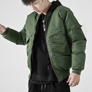 Hot Oem Blank Green 100% Polyester <strong>Mens</strong> Winter Plain Down <strong>Flight</strong> Bomber <strong>Jacket</strong> Wholesale - Product Image 4