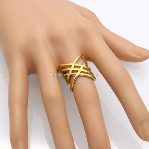 New Hot Sales Unique Shaped Woman Wedding Party Bands Classical Stainless Steel <strong>Gold</strong> <strong>Cocktail</strong> <strong>Rings</strong> for Women Fashion Jewellery - Product Image 5