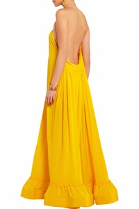 2025 Newest Yellow Pleated Side Slit <strong>Pockets</strong> Spaghetti Strap Evening Wedding Women <strong>Maxi</strong> <strong>Dress</strong> Ladies - Product Image 4