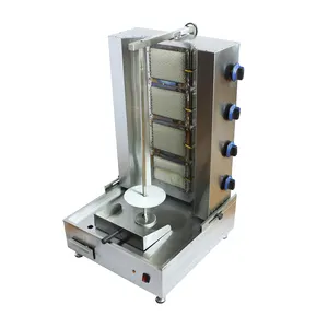 HPG-4 Shawarmer Daging Membuat 4 Burner Stainless Steel Gas Kebab Grill Peralatan Mesin