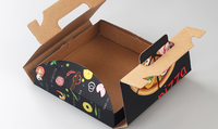 Emballages personnalisés jetables et recyclables pour aliments, sushis, bento, gâteaux, gaufres, pizzas, avec gaufrage, laminage mat, logo carré