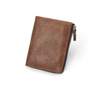 Billetera multifuncional de cuero con bloqueo RFID para hombre, billetera de lujo con cremallera para tarjetas de crédito, novedad