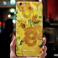 IExplore fabricant souple TPU 3D gaufrage impression personnalisée campagne tournesol peinture coque de téléphone pour iPhone 15 Pro Max