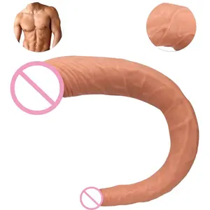 Süper uzun 37CM çift başlı Dong büyük sahte Penis gerçekçi çift uçlu esnek uzun yapay Penis kadınlar eşcinsel