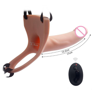 Cinturino cavo su vibratore Dildo realistico per uomo preservativo ingrandimento ritardo eiaculazione manicotto del pene giocattolo del sesso - Product Image 3