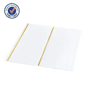 Color blanco con línea de oro en la ranura de panel de pvc para techos gran oferta