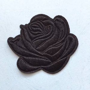 도매 사용자 정의 장미 패치 검은 꽃 자수 패치 - Product Image 1