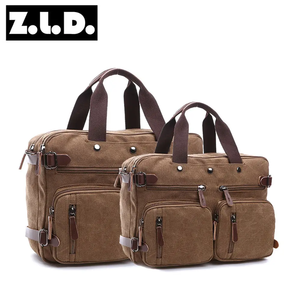 Solid Color Backpack Men Travel High Capacity Canvas Messenger Bag Men Canvas Hand Bag