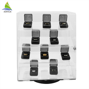 Rõ ràng 360 độ xoay <span class=keywords><strong>Acrylic</strong></span> hiển thị trường hợp <span class=keywords><strong>4</strong></span> tầng kệ có thể khóa đồ trang sức hiển thị đứng Tủ sưu tầm Showcase - Product Image 2