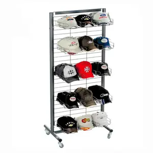 Draad hoed display plank stand metalen baseball hoed display rack voor winkel