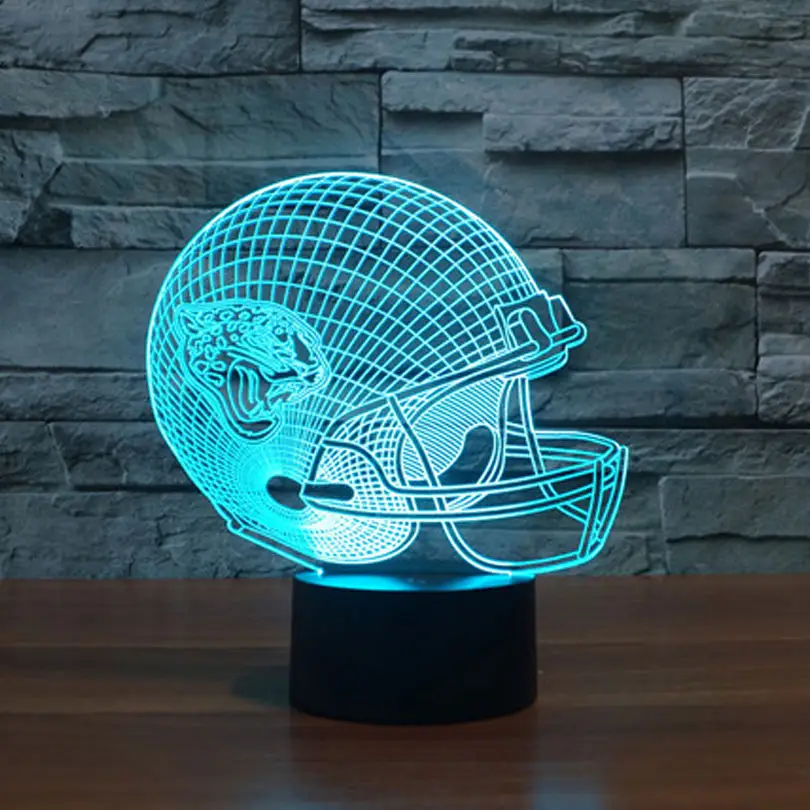 ODM NFL Team Logo 3D Licht LED Jacksonville Jaguars Fußball helm Sport kappe LED Nachtlicht Visuelle Lampe Kind Weihnachts geschenk