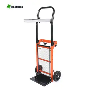 Lipat Stype Hand Trolley untuk Membawa Kantong Sampah Rental Baja Dilapisi Bubuk Hotel Rumah Tangga Hand Truck Dolly