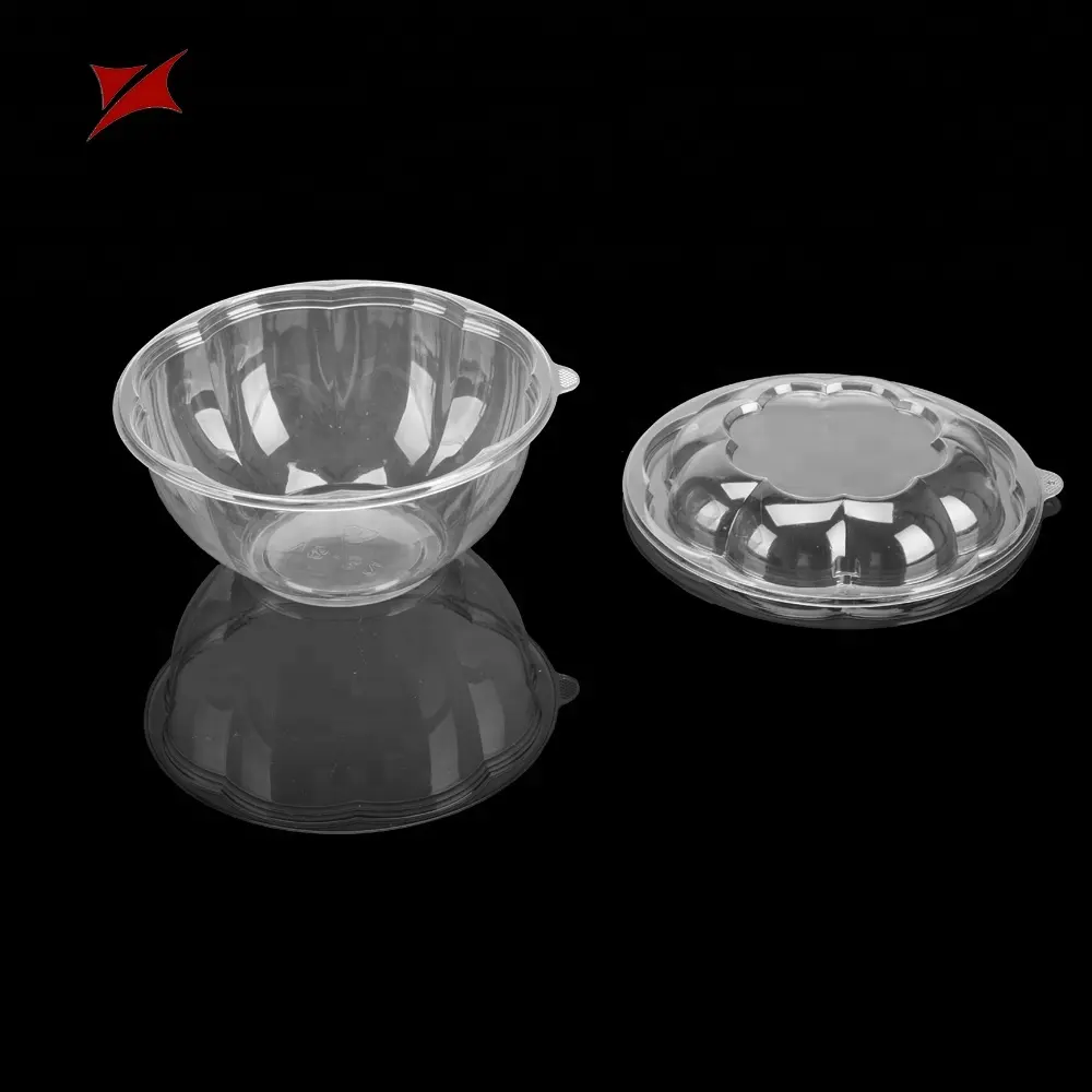 PET clear personalized biodegradable salad plastic bowl with lid