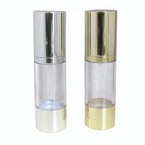 Clear Airless 15ml 20ml 25ml 30ml 50ml 80ml 100mL 120ml Botellas de loción de plástico redondas con bombas cosméticas de fondo superior de aluminio - Product Image 1
