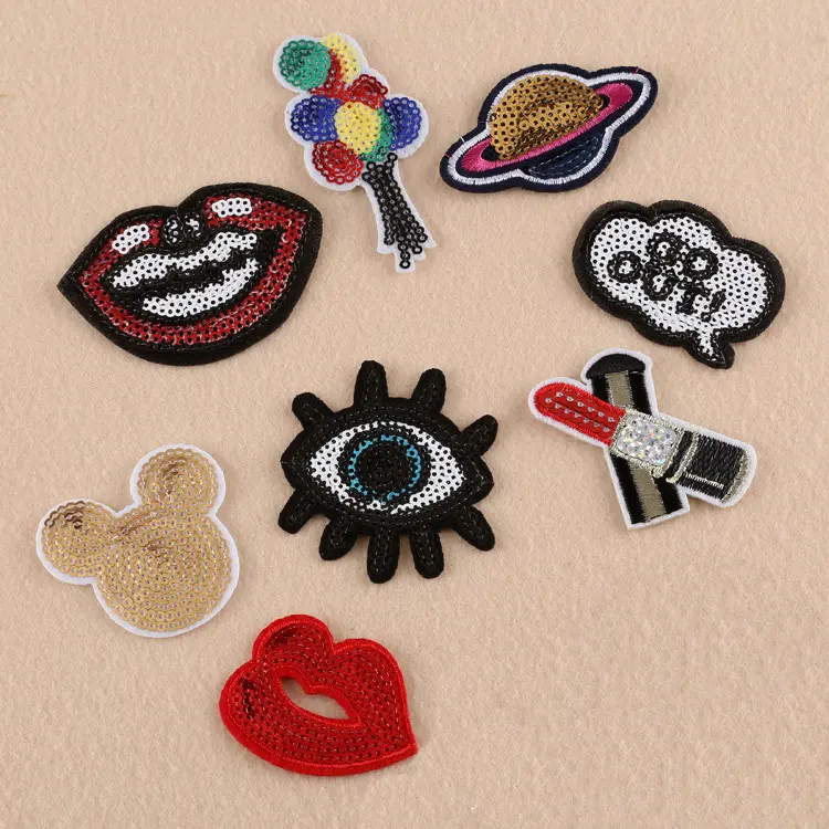 small size sequin embroidery cartoon patches for shirts and jackets