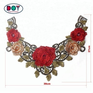 Système d'broderie florale pour femmes, Soluble dans l'eau, <span class=keywords><strong>Crochet</strong></span> à appliquer sur le col et la dentelle, pour robe de fille