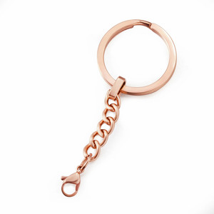 Bán Buôn Màu Thép Không Gỉ Chia Vòng Chìa Khóa Với Chuỗi Kim Loại Móc Chìa Khóa - Product Image 4