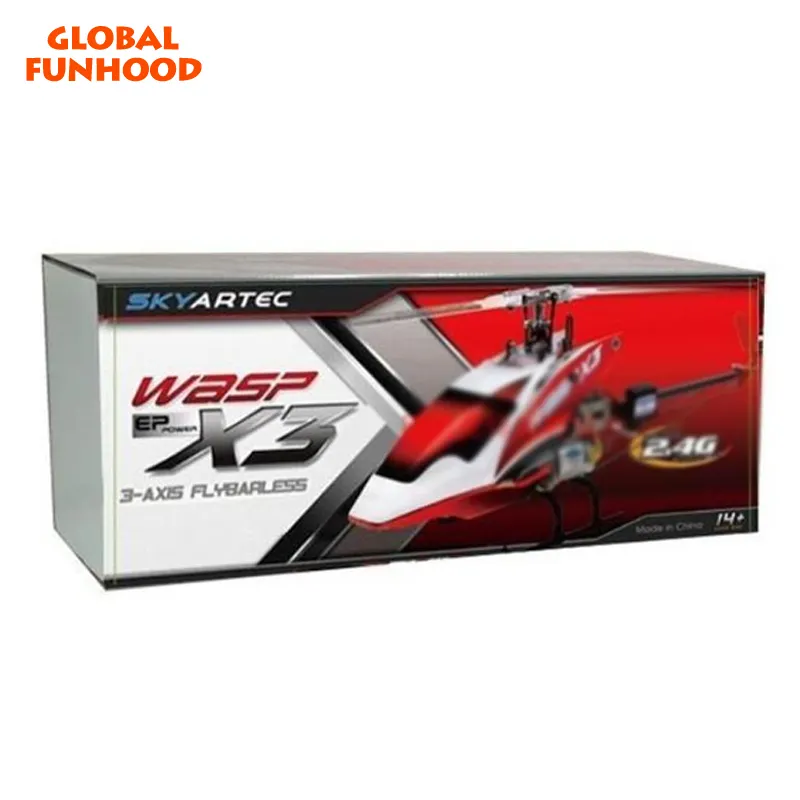 2014 quente! Skyartec wasp x3v avião de modelo de fibra de vidro, 3 eixos 7ch 2.4g helicóptero rtf (HWX3V-03) rc