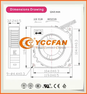 مصنع مخصص 30 مللي متر-120 مللي متر 12v فرش موتور تيار مباشر 120 مللي متر 120x120x32 مروحة طرد مركزية بمنفاخ مع انخفاض السعر