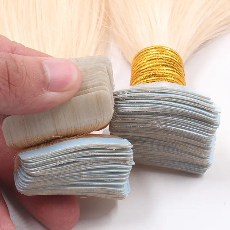 Remy Tape Hair Extension Skin Weft 100% Virgin Double Drawn loira Fita invisível na extensão do cabelo humano