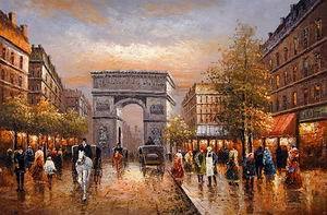 Peinture à l'huile <span class=keywords><strong>de</strong></span> citypes <span class=keywords><strong>de</strong></span> <span class=keywords><strong>Paris</strong></span> Street peinte à la main, sur toile, décor mural, artisanat paysage haute Q Peintures - Product Image 1