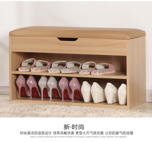 Wholesale Customized Sitting Room Furniture Solid Wood Shelf Shoe Rack Wooden Shoe Bench /Seat Cushion - Product Image 3