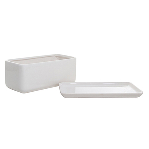 <span class=keywords><strong>Rectangulaire</strong></span> <span class=keywords><strong>blanc</strong></span> Pot De Fleur En Céramique avec Plateau - Product Image 3