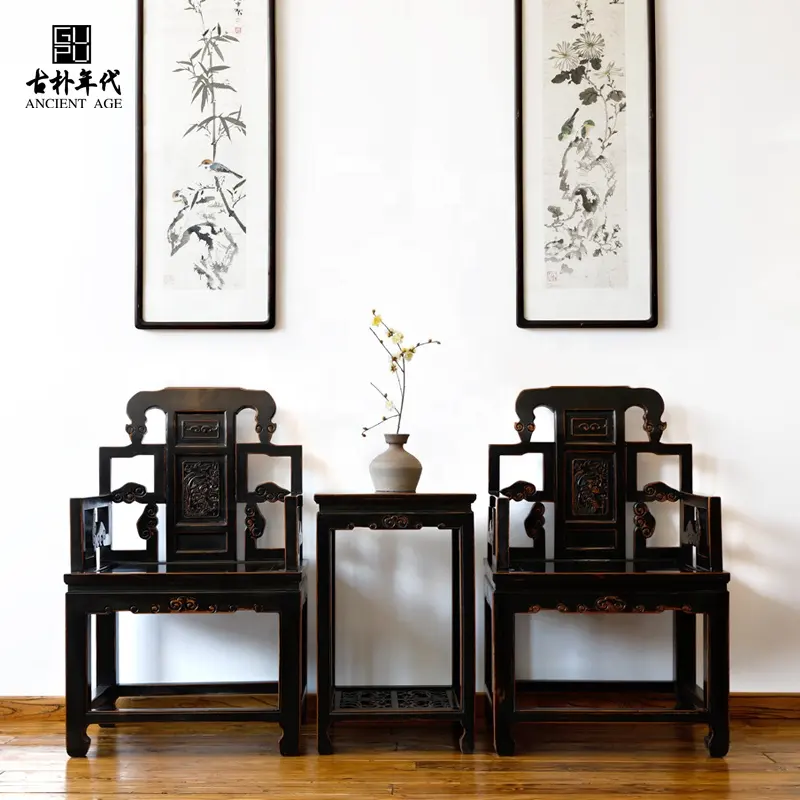 Китайские знаменитые Пекинские антикварные состаренные китайские дворцовые стулья Силлы винтажные раскрашенные сочетания деревянные королевские стулья