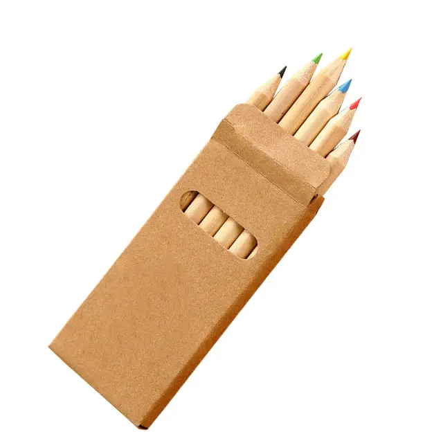 Juego de lápices de colores Mini, con logotipo personalizado, para promoción, 6 unidades