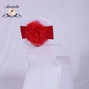 Commercio all'ingrosso blush organza fiore sedia da sposa fascia spandex sedia fascia decorazione di nozze