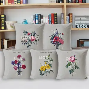 2024 Best Spring Summer Season's Gifts White Red Flowers Green Leafs Sweet Sayings New Home Decorative Elegant Cushion Cover