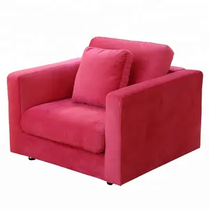 आधुनिक शैली लाल एकल सीटों वाले झुकनेवाला कुर्सी के लिए मखमल कपड़े मॉड्यूलर सोफे कमरे में रहने वाले