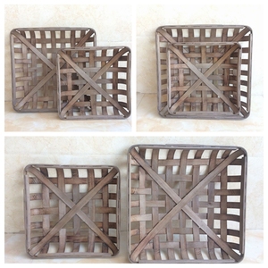 Quadratisches Rustikales Südstaaten-Farmhaus-Dekor Set aus Zwei Tabakkörben - Product Image 2