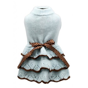 Paleo pakaian hewan peliharaan menggemaskan Natal hewan peliharaan pakaian musim dingin hangat Sweater rajut anjing Ruffle gaun kustom hati pakaian hewan peliharaan - Product Image 3