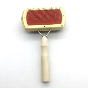 Carino Europeo Facile Da Usare di Legno Animali Poodles Cane di Animale Domestico Del Gatto di Pelliccia Dei Capelli del Filo di Slicker Brush Pettini Deshedder Per Lungo grooming on-line