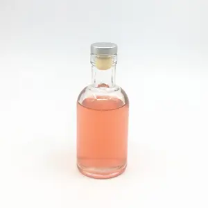 Bening Kosong 100Ml Bundar Mini Spirit Minuman Keras Tequila Brandy, Vodka Wiski Anggur Alkohol Minuman Botol Kaca dengan Atas Gabus