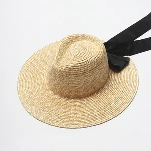 Декоративная ковбойская джазовая шляпа из пшеничной соломы с черной бабочкой