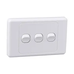 JHEAS306-Interruptor de 3 entradas de luz de pared para uso doméstico, estándar australiano, SAA, plástico eléctrico, horizontal