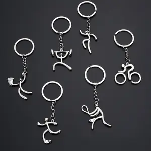 Verscheidenheid Van Creatieve Metalen Sport Logo Sleutelhanger Fiets Running Gewichtheffen Voetbal Basketbal Sleutelhanger Kleine Gift