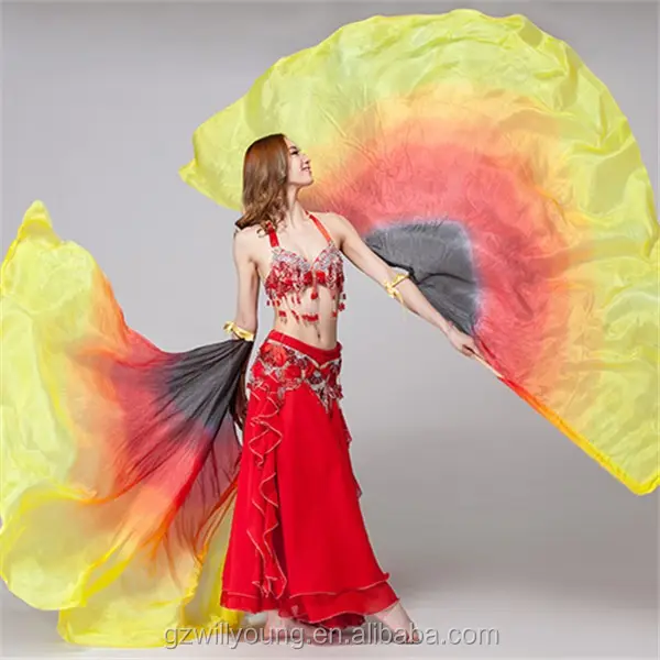 2015 nuova danza del ventre di seta ali di iside di alta qualità danza di seta reale ali danza del ventre veli di seta 2pcs/lot